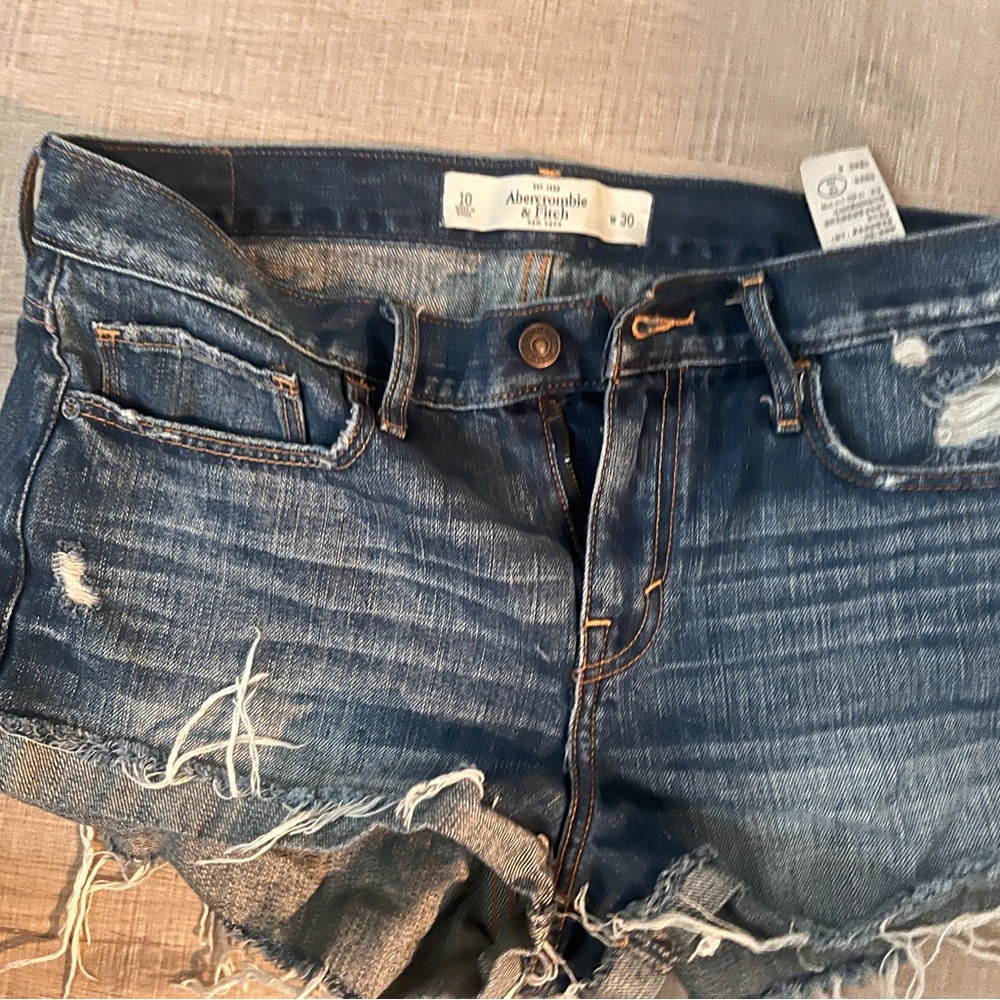 Abercrombie & Fitch Women's Distressed Blue Denim Shorts
